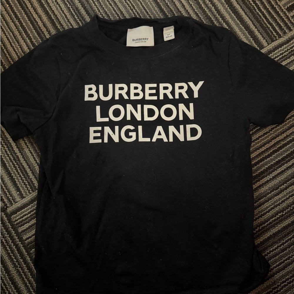 Burberry Kids Tee in Black with White Print